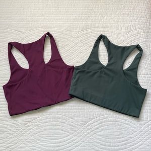 Girlfriend Collective Purple and Green Sports Bras